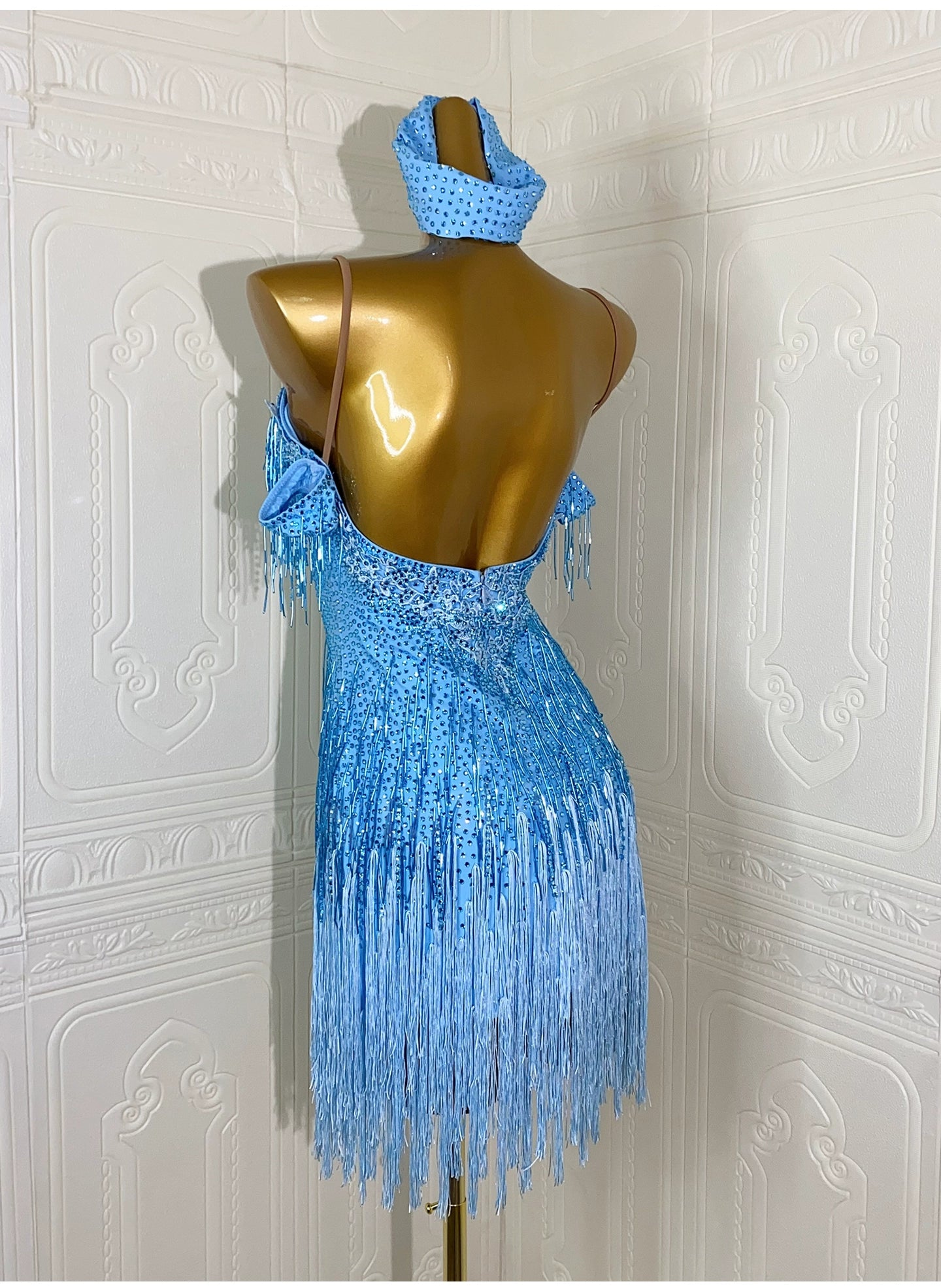 Custom Size Blue Pink Latin Dresses for Women Girls Salsa Rumba Chacha Ballroom Competition Bling Costumes