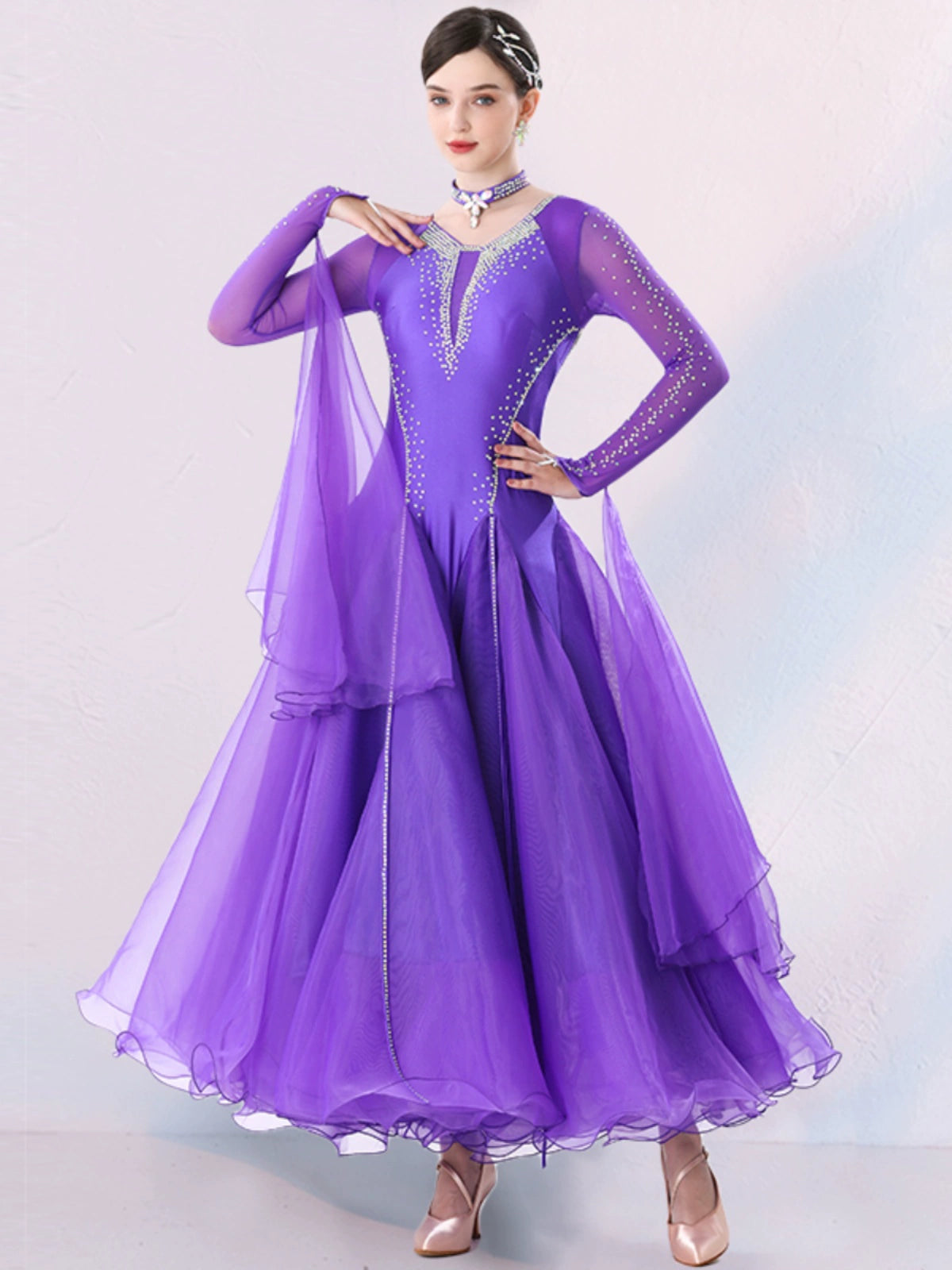 Red Rhinestones Ballroom Dance Dresses for Women Girls Royal Blue  Black Waltz Tango Ballroom Dance Skirt Professional Modern Dance Costumes - Moderndancedress.com