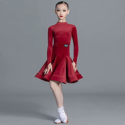Girls light blue pink green Latin Dance Competition dresses ballroom salsa rumba cha cha Regulations Costume for kids - Moderndancedress.com