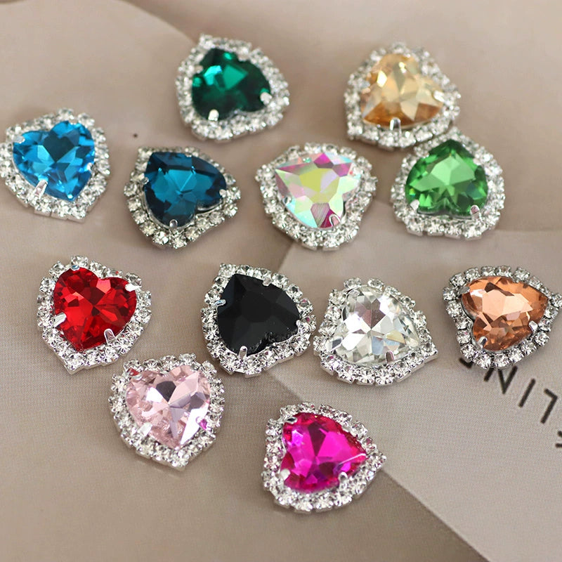 1pcs DIY heart rhinestones for headdress dance costumes wedding dresses shoes bag jewelry accessories hand sew gemstones - Moderndancedress.com