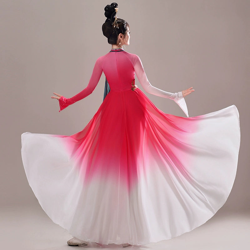 hot pink chinese folk Classical dance costumes hanfu fairy princess dress Female umbrella fan dance art test dance cltohes - Moderndancedress.com