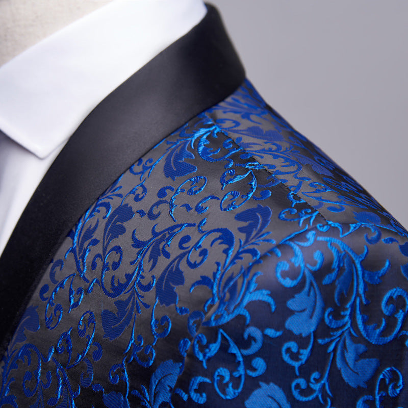 Men's Jazz Dance Costumes Blue Wine Pianist Host Singer Tuxedo Coats Wedding Party Groomsman Blazer