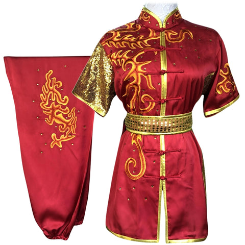 Chinese Martial Arts Clothes Kungfu Clothe  Tai Chi Wushu Competition Performing Colorful Clothes, Embroidery Dragon, Male and Female Adult Hanzi