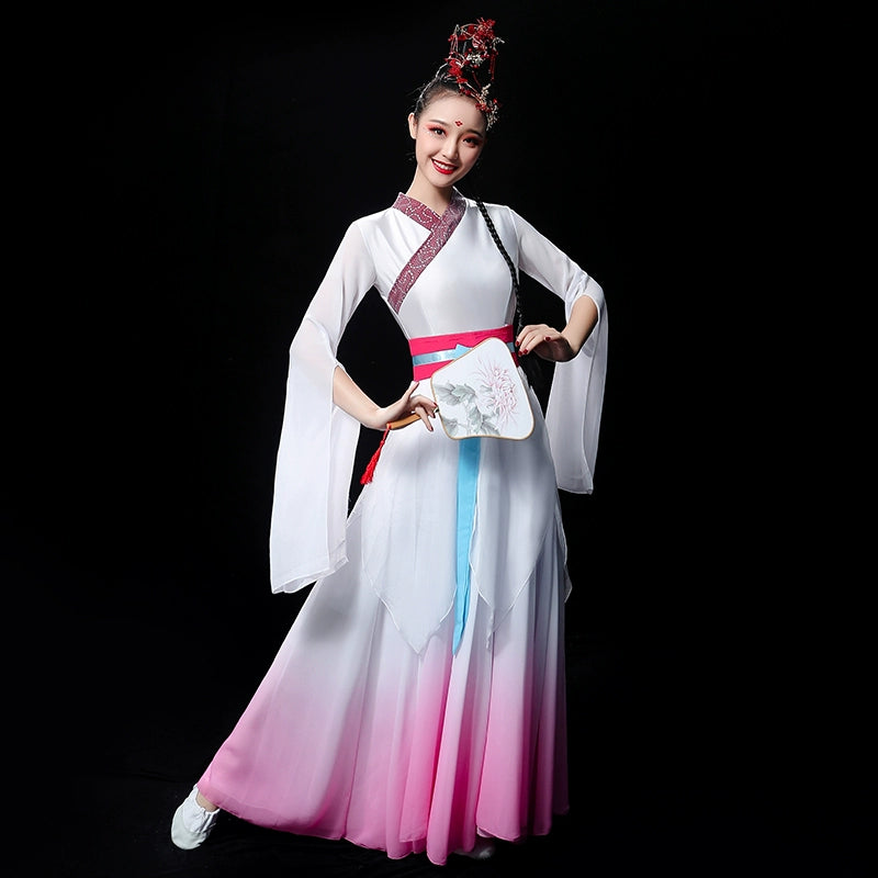 Chinese Folk Dance Costume Classical Dance Costume Chinese Wind Fairy Modern Fan Dance Costume with Long Skirt Adults - 