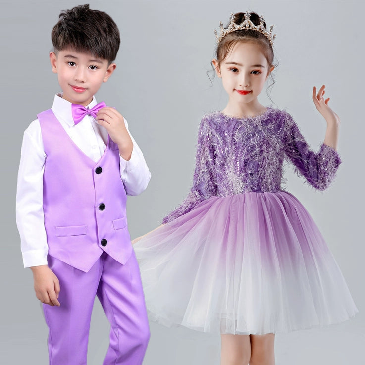 Children jazz dance dress chorus costume performance costume primary school students gauze tutu skirt