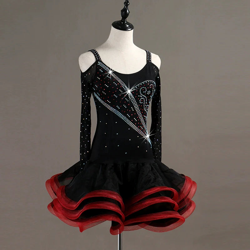Latin Dance Dresses Latin Dance Competition Dresses / Rhinestones High Dress - Moderndancedress.com