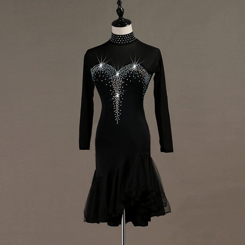 Latin Dance Dresses Latin Dance Competition Dresses / Rhinestones High Dress - Moderndancedress.com