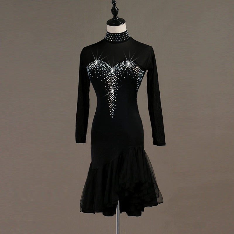 Latin Dance Dresses Latin Dance Competition Dresses / Rhinestones High Dress - 