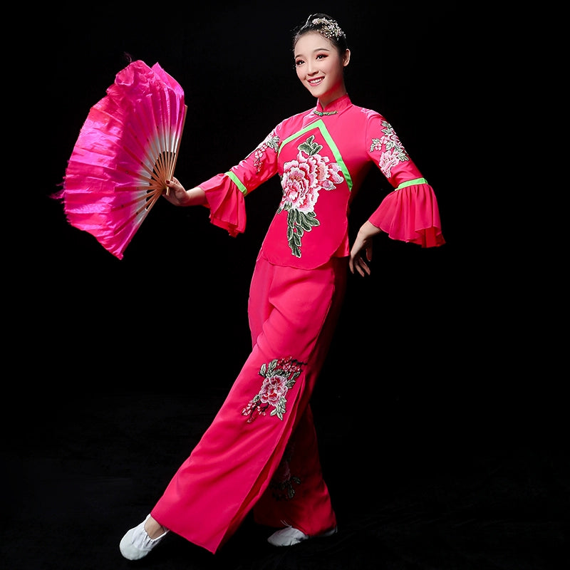 Chinese Folk Dance Costume Yangko costume performance costume square Fan Dance Costume Suit classical waist drum dress for adult women