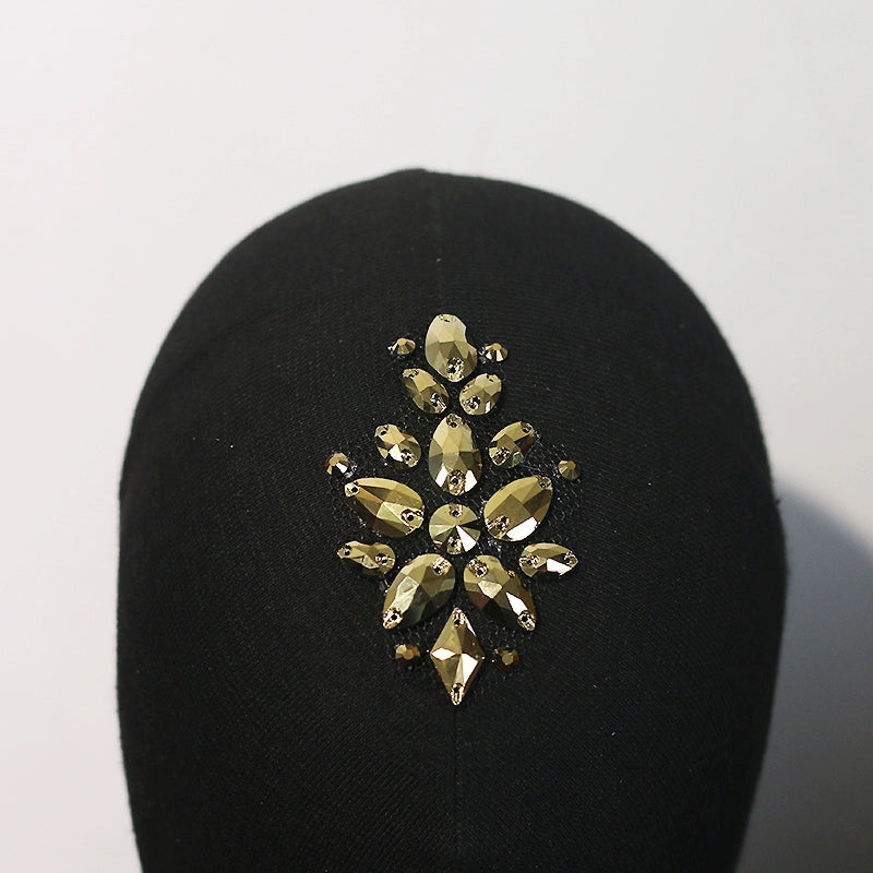 Professional Ballroom Headpiece Gold Rhinestones Latin Dance Latin Dance Competition Performance Headdress Headgear Handmade Forehead Chain - Moderndancedress.com