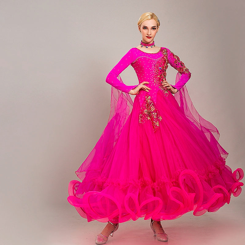 blue yellow Ballroom dance competition dresses for women girls waltz tango modern dance skirt social national dance bling performance gown - Moderndancedress.com