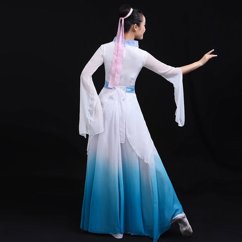 Hanfu Chinese Folk Dance Costumes  Classical Dance Costume elegant Chinese wind dance costume Jiangnan Umbrella Dance book and bamboo slips dance fairy skirt - Moderndancedress.com