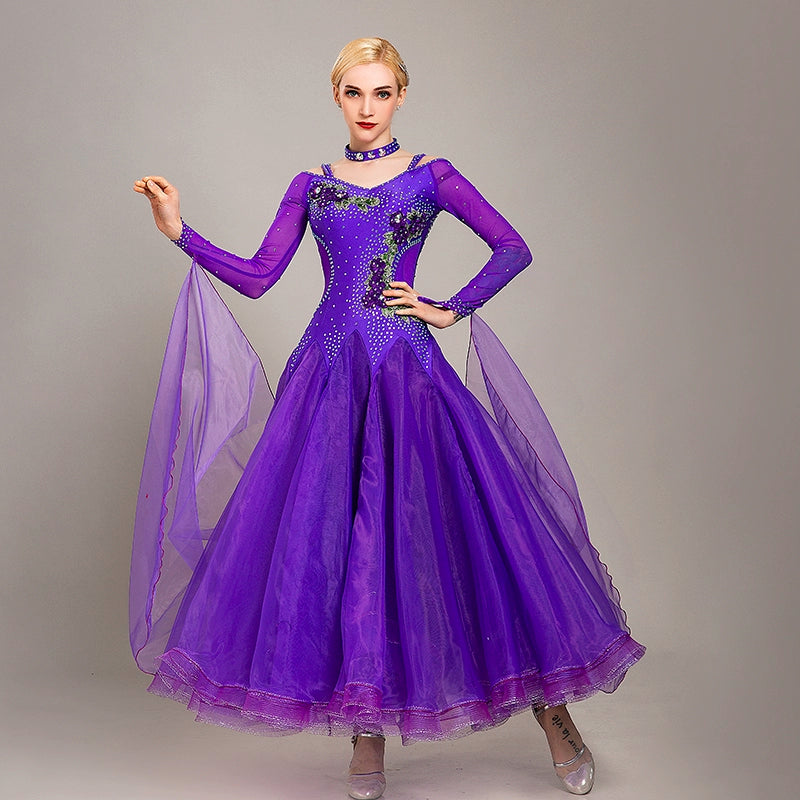 Competition Ballroom dance dress for women girls national standard dance waltz tango foxtrot smooth social dance performance gown for female - Moderndancedress.com