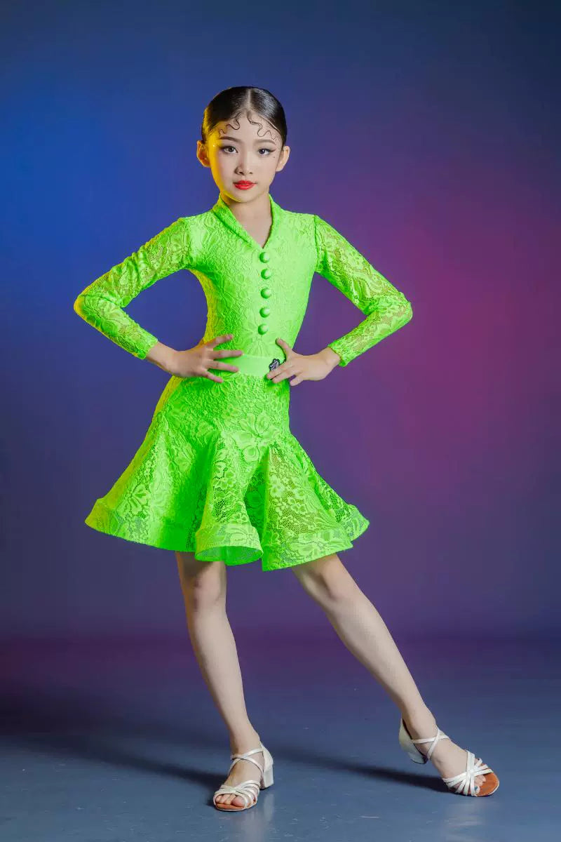 Neon Green Lace Latin Dance Dresses for Girls Kids Children's Latin Dance Competition Costumes Salsa Chacha Performance Skirts – Moderndancedress.com Neon Green Lace Latin Dance Dresses for Girls Kids Children's Latin Dance Competition Costumes Salsa Chacha Performance Skirts – Moderndancedress.com