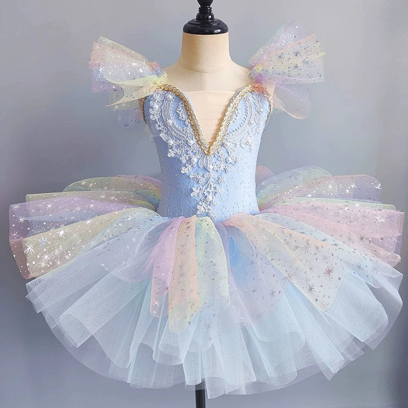 Gold tutu skirt Ballerina Ballet  dance dress for girls  kids little swan lake performance clothes gymnastics leotard dress - Moderndancedress.com