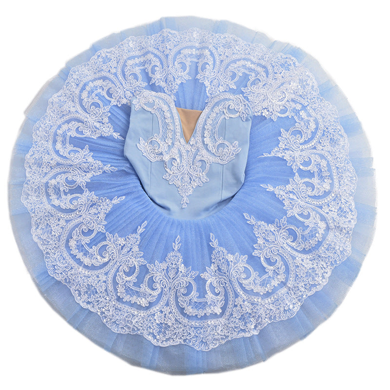 Children's Blue Ballerina TUTU Skirt Ballet Dance Performance Dress for girls Ballet pancake flat tutu for kids - Moderndancedress.com