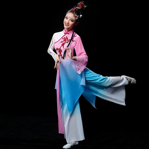 Chinese Folk Dance Costume Classical Dance Costume Chinese Wind Fairy Umbrella Dance Fan Dance Costume Yangge Costume Adults - 