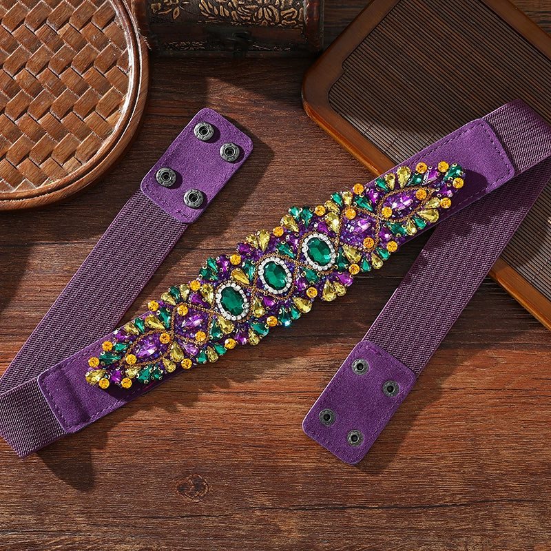 Xinjiang Latin ballroom dance sasehs waistband  diamond elastic waist belt for women girls Uygur dance accessories dancing waist chain - Moderndancedress.com