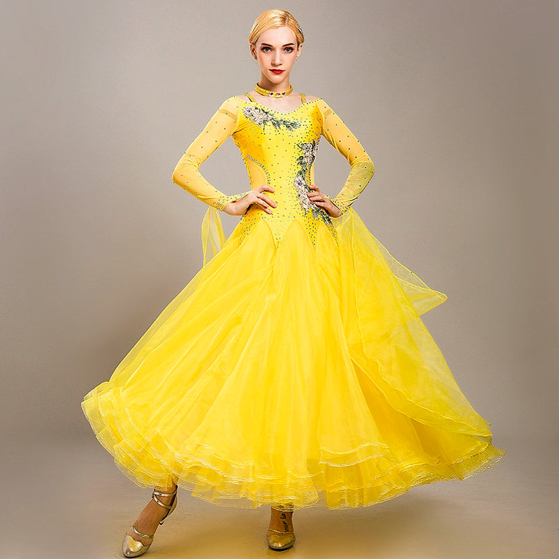 Competition Ballroom dance dress for women girls national standard dance waltz tango foxtrot smooth social dance performance gown for female - Moderndancedress.com