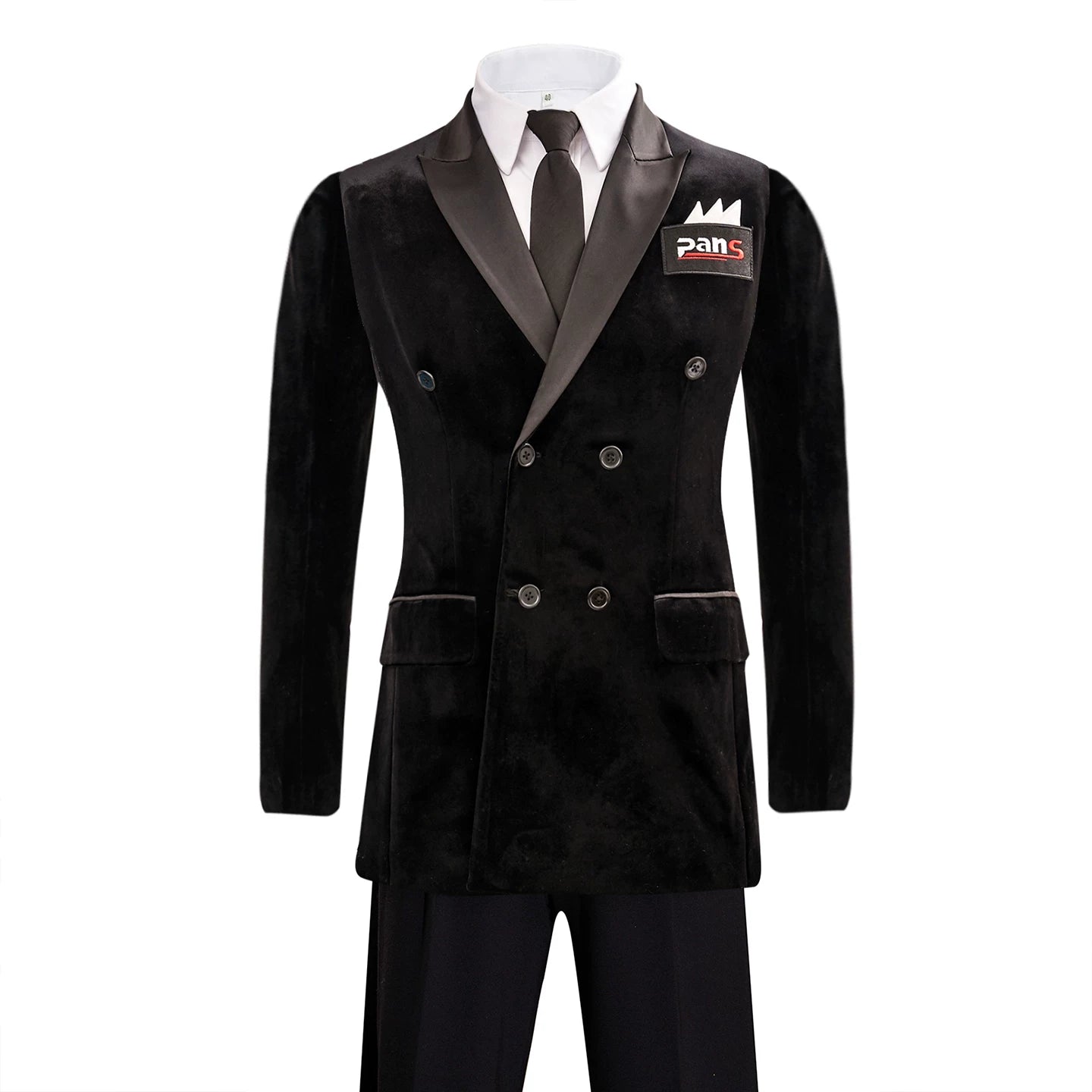 Custom Men's Black Velvet Latin Ballroom Dance Coats Double-breasted  Lapel Collar Competition Blazer