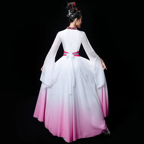 Chinese Folk Dance Costume Classical Dance Costume Chinese Wind Fairy Modern Fan Dance Costume with Long Skirt Adults
