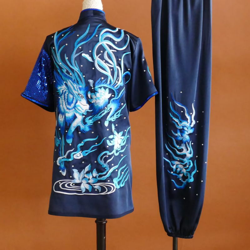 Custom Size Tai Chi Clothing for Unisex Youth Wushu Martial Art Chang Quan Competition Uniform