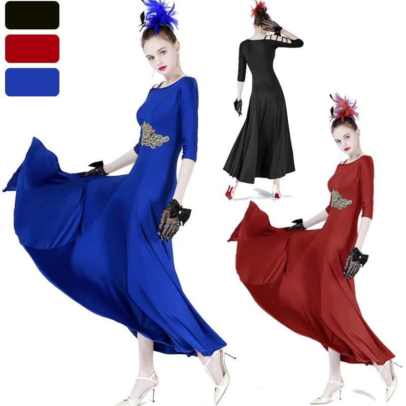 Waltz Long and Short Sleeve Modern Dress, Modern Dress, Big Sleeve National Standard Dress - Moderndancedress.com