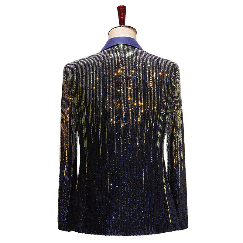 Men's Jazz Dance Costumes Sequins Singer Host Nightclub Party Performance Blazers Dance Dress Suit - Moderndancedress.com