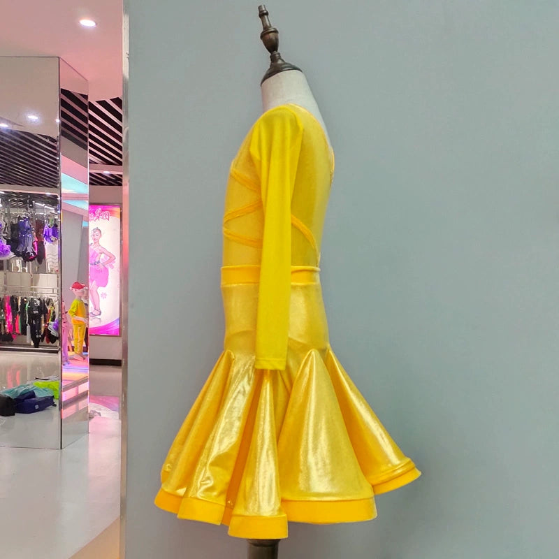 Girls Latin Dance Dresses Latin Dance Competition Provides Girls&amp;apos;Divided Button Show Clothes for Professional Art Examination, Dance Clothes - Moderndancedress.com