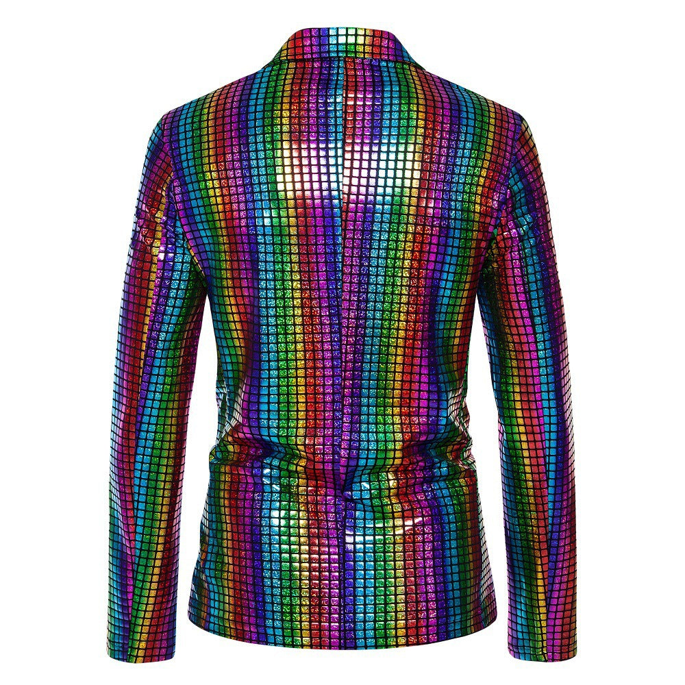 Rainbow Checkered Jazz Dance Blazers for Men Youth Concert Singers Host Cos Party Dress Up Stage Nightclub Performance Jacket for Man - Moderndancedress.com