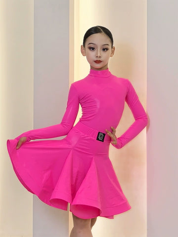 Girls kids purple pink ballroom latin dance dresses Blackpool rules competition costumes children's performance outfits - Moderndancedress.com