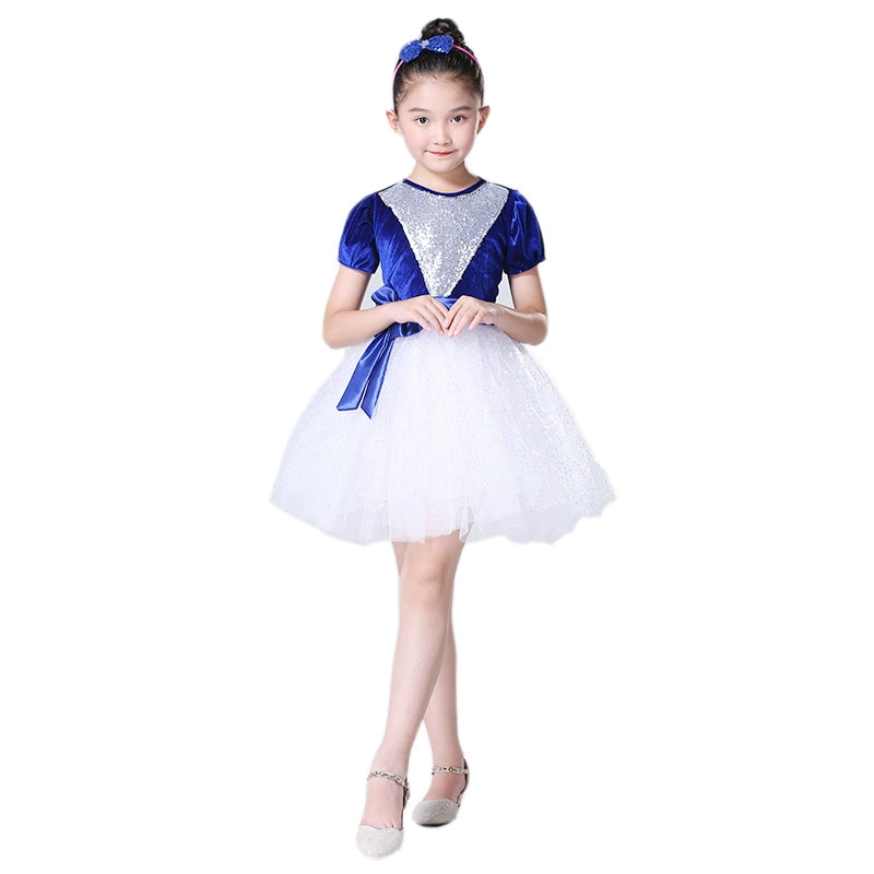Girls Jazz Dance Costumes Children's chorus performance tutu skirts Church poetry recitation performance outfits for kids - Moderndancedress.com