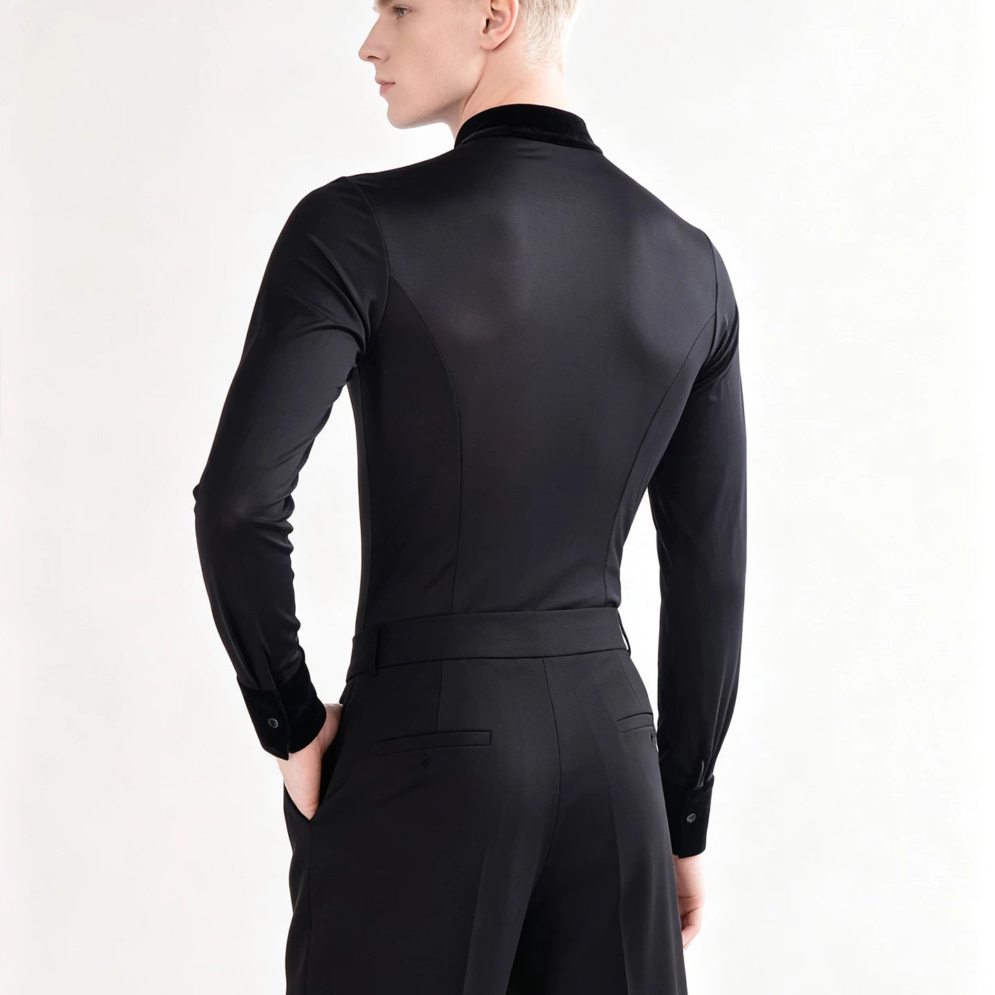 Men's Latin Ballroom Dance Shirt Striped Stand-up Collar Waltz Tango Flamenco Dancing Body Tops