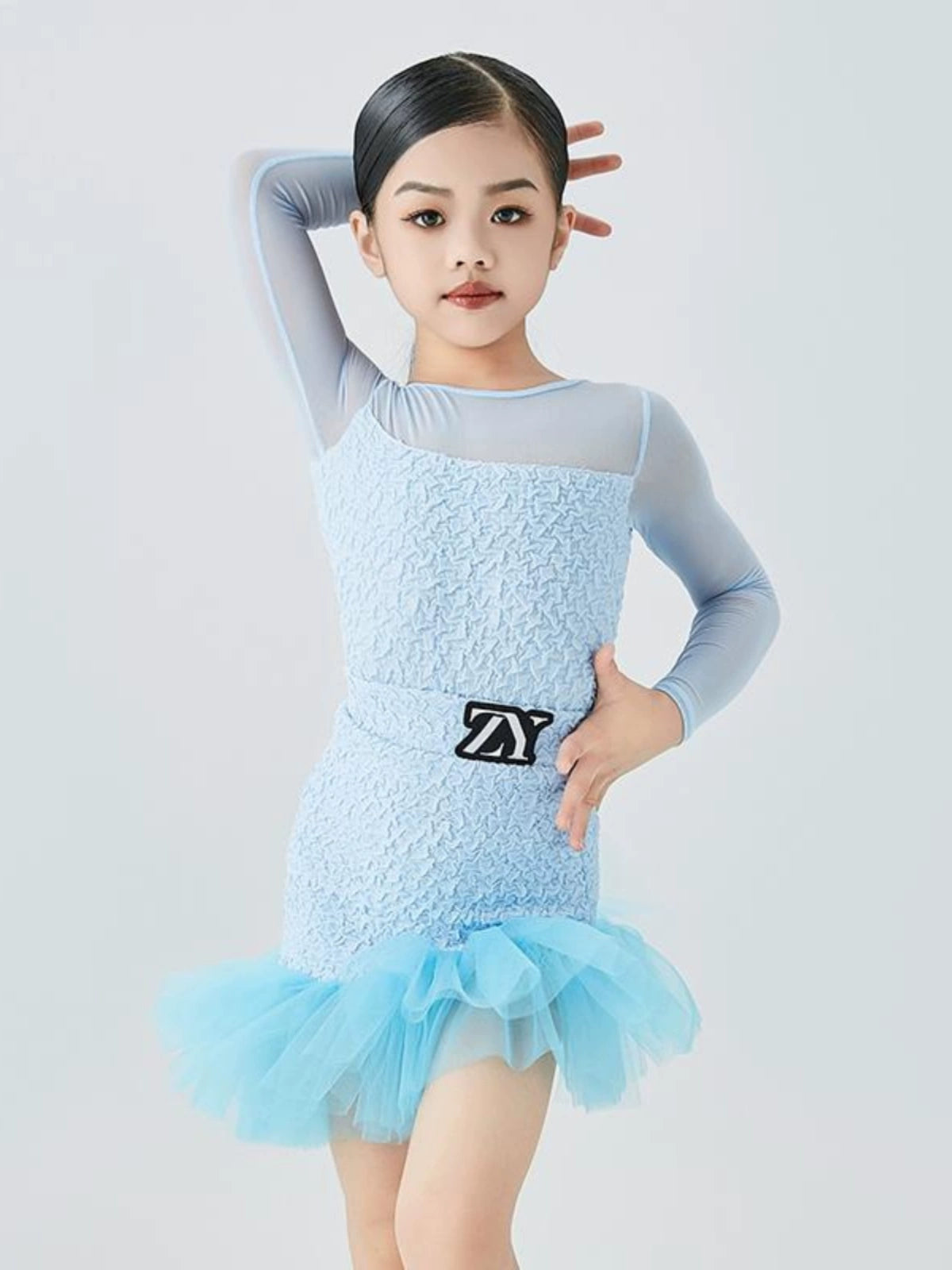Yellow Light Blue Latin Dance Dresses for Kids Girls Salsa Rumba Chacha Dance Costumes Modern Dance Outfits for Children - Moderndancedress.com