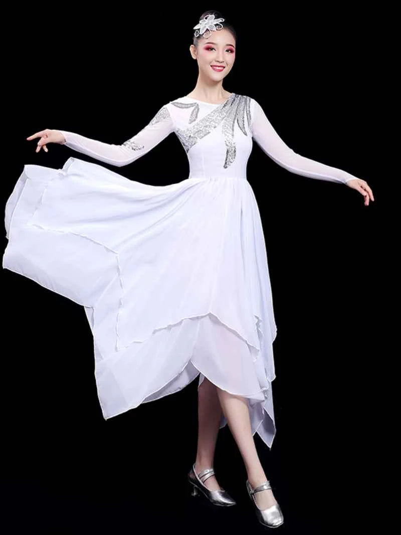 Modern Ballet Dance Dresses for Women Girls Opening White Contemporary –