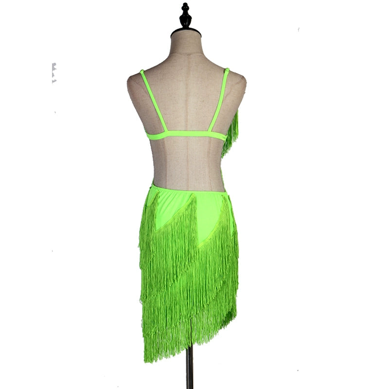 women female Latin Dance Competition Dresses Rumbacha fringed Dresses Customizable - Moderndancedress.com