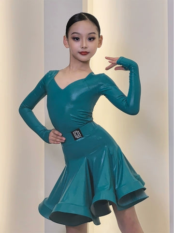 Girls kids purple pink ballroom latin dance dresses Blackpool rules competition costumes children's performance outfits - Moderndancedress.com
