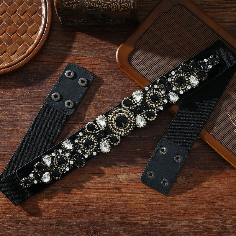 Xinjiang Latin ballroom dance sasehs waistband  diamond elastic waist belt for women girls Uygur dance accessories dancing waist chain - Moderndancedress.com
