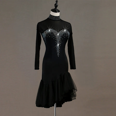 Latin Dance Dresses Latin Dance Competition Dresses / Rhinestones High Dress - Moderndancedress.com
