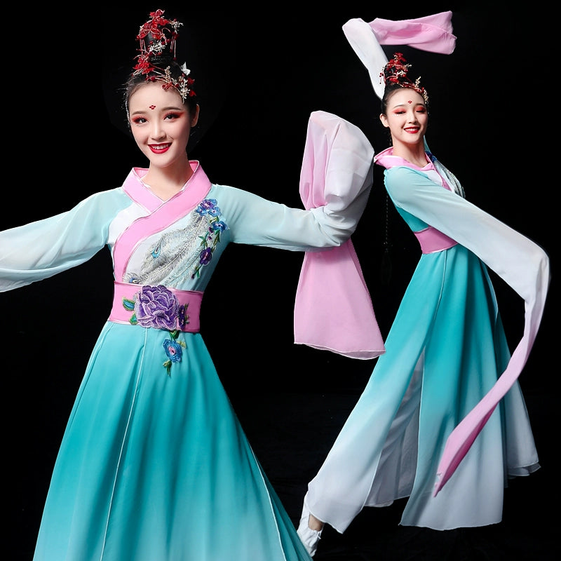 Chinese Folk Dance Costume Classical Dance Costume water sleeve dance costume Chinese wind fairy ancient style dance Caiwei DANCE ADULT - Moderndancedress.com