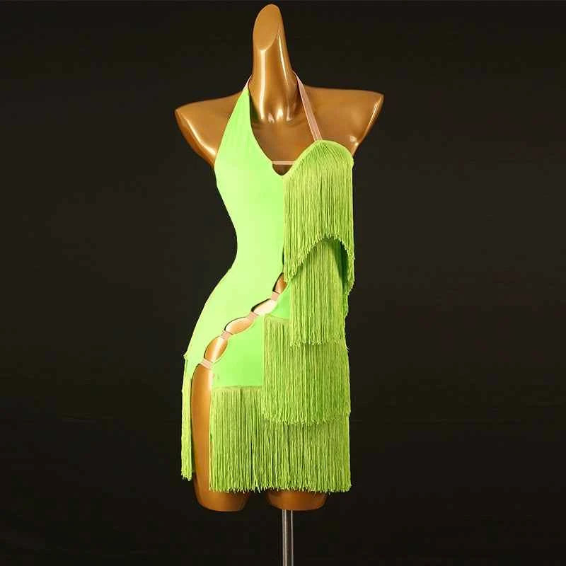 Advanced Latin Dance Competition Dress with Tassels - Professional Outfit for Competitions - Moderndancedress.com