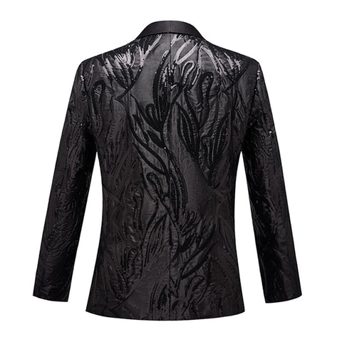 Men's Youth Fashion Black Sequins Jazz Dance Blazers Concert Music Production Band Performance Coats Carnival Party Singer Host Annual Meeting Performance Suit for Man - Moderndancedress.com