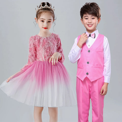 Children jazz dance dress chorus costume performance costume primary school students gauze tutu skirt