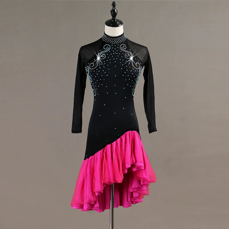 Latin Dance Dresses Latin Dance Competition Dresses / Rhinestones High Dress - Moderndancedress.com
