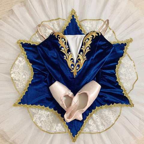 Children Girls blue velvet tutu skirts little swan lake ballet dance dressfluffy tutu skirt ballerina kids stage performance ballet dance costume - Moderndancedress.com