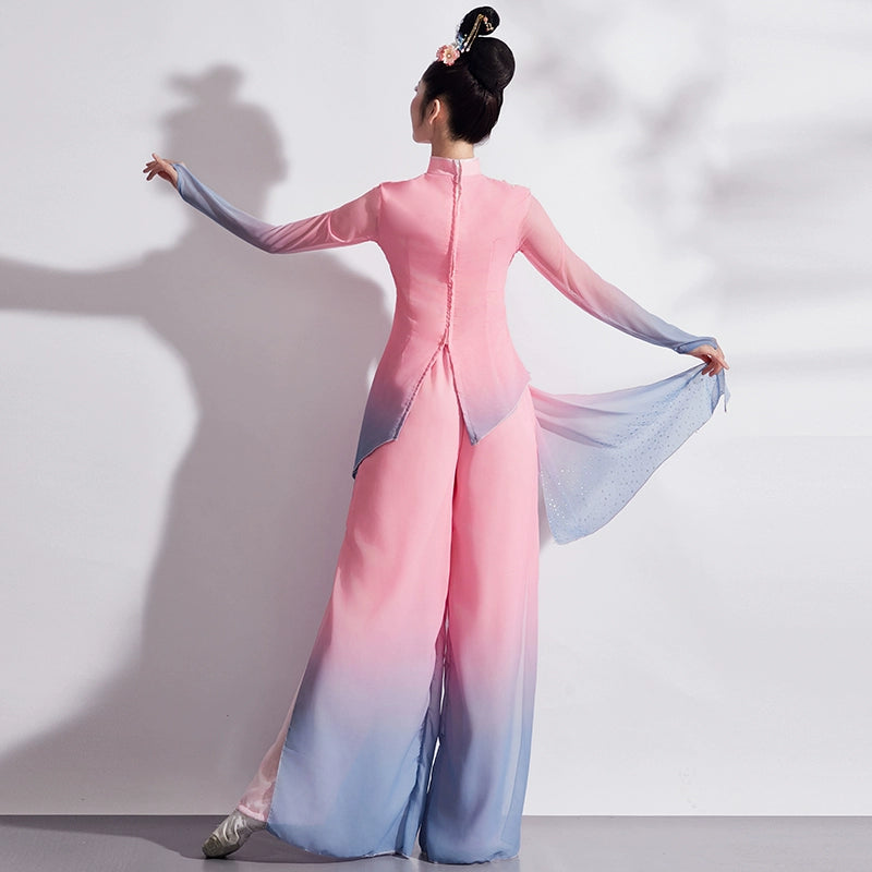 Chinese folk dance costumes women girls pink Jiaozhou Yangge dress fairy hanfu fan umbrella classical dance square dance clothes - Moderndancedress.com