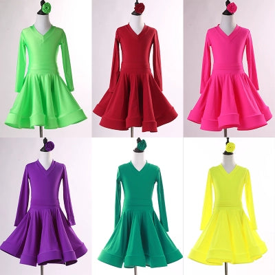 Children's Latin dance clothes training clothes women's professional big skirt Standard Dance Latin competition regulations test clothes - Moderndancedress.com