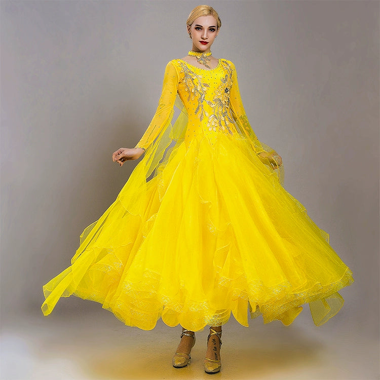 Modern Ballroom dance dresses red blue pink stones waltz tango foxtrot smooth dance swing skirt national standard performance gown for female - Moderndancedress.com