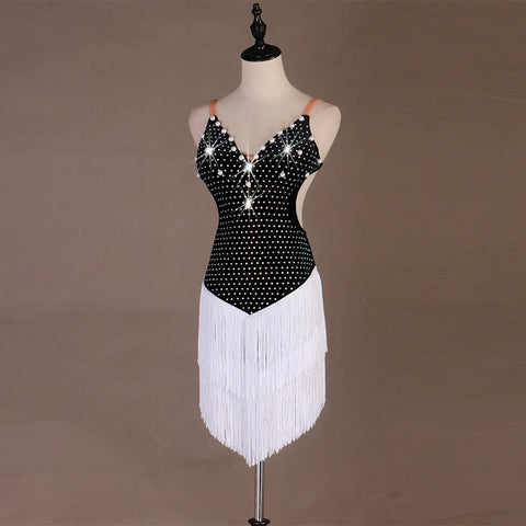 Latin Dance Dresses&amp;Skirts Women's Training / Performance Spandex Sequin / Ruched / Tassel Sleeveless Dress / Samba - Moderndancedress.com