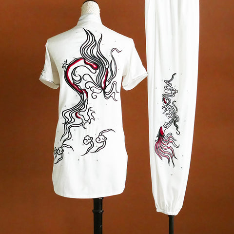 Custom Size Chinese Dragon Competition Wushu Uniforms for Men Women Short Sleeve Embroidery Kung Fu Uniforms  Long Fist Martial Arts Clothes